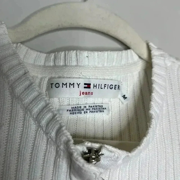 Tommy Hilfiger White Zip Front Sweater - Picture 4 of 9